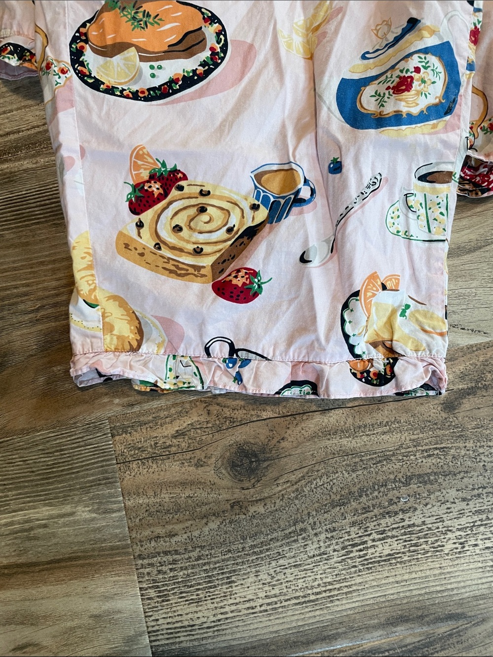 Nick & Nora Pink Breakfast Cotton Dessert Print Button-Down Cropped Pajamas - Picture 6 of 6